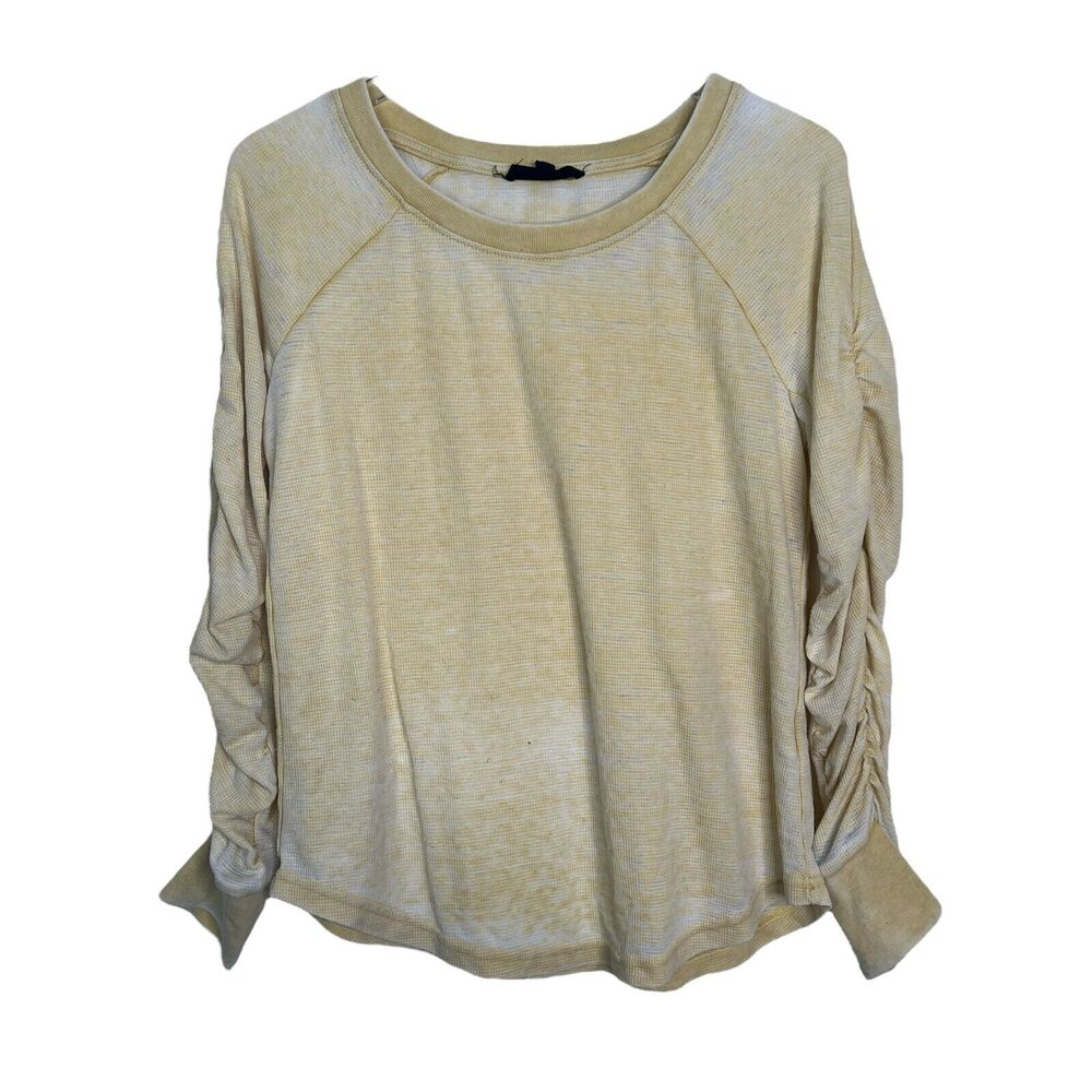 Jane and Delancey Anthro Ruched Long Sleeve Thermal Top Yellow Womens Medium
